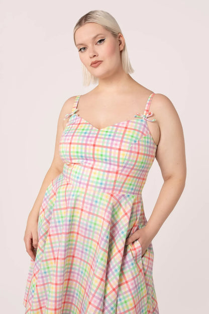 Suzon Rainbow Fit and Flare Dress by Hell Bunny - Lemonie Boutique