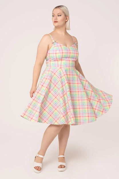Suzon Rainbow Fit and Flare Dress by Hell Bunny - Lemonie Boutique