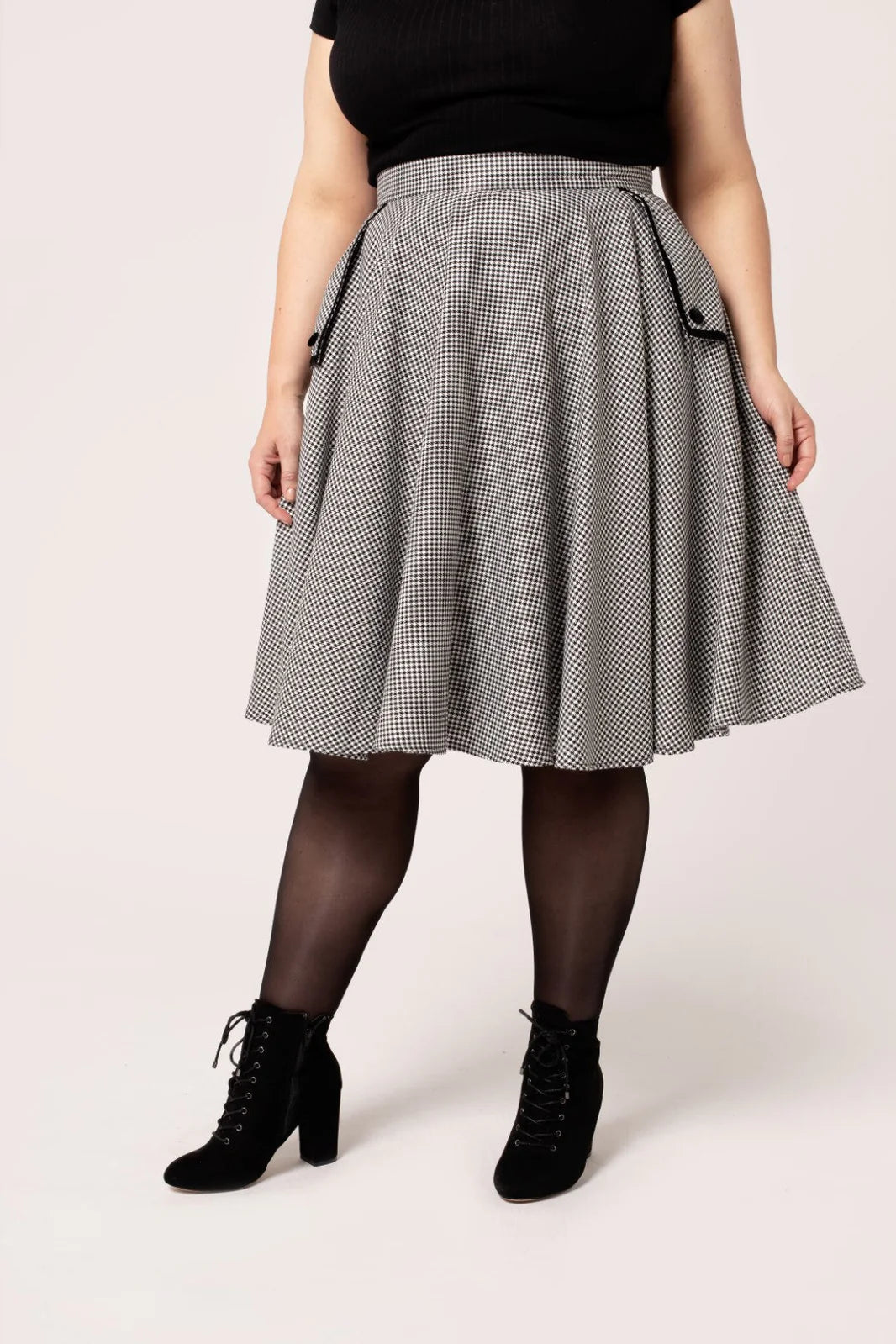 Teddy Houndstooth 50s Skirt by Hell Bunny