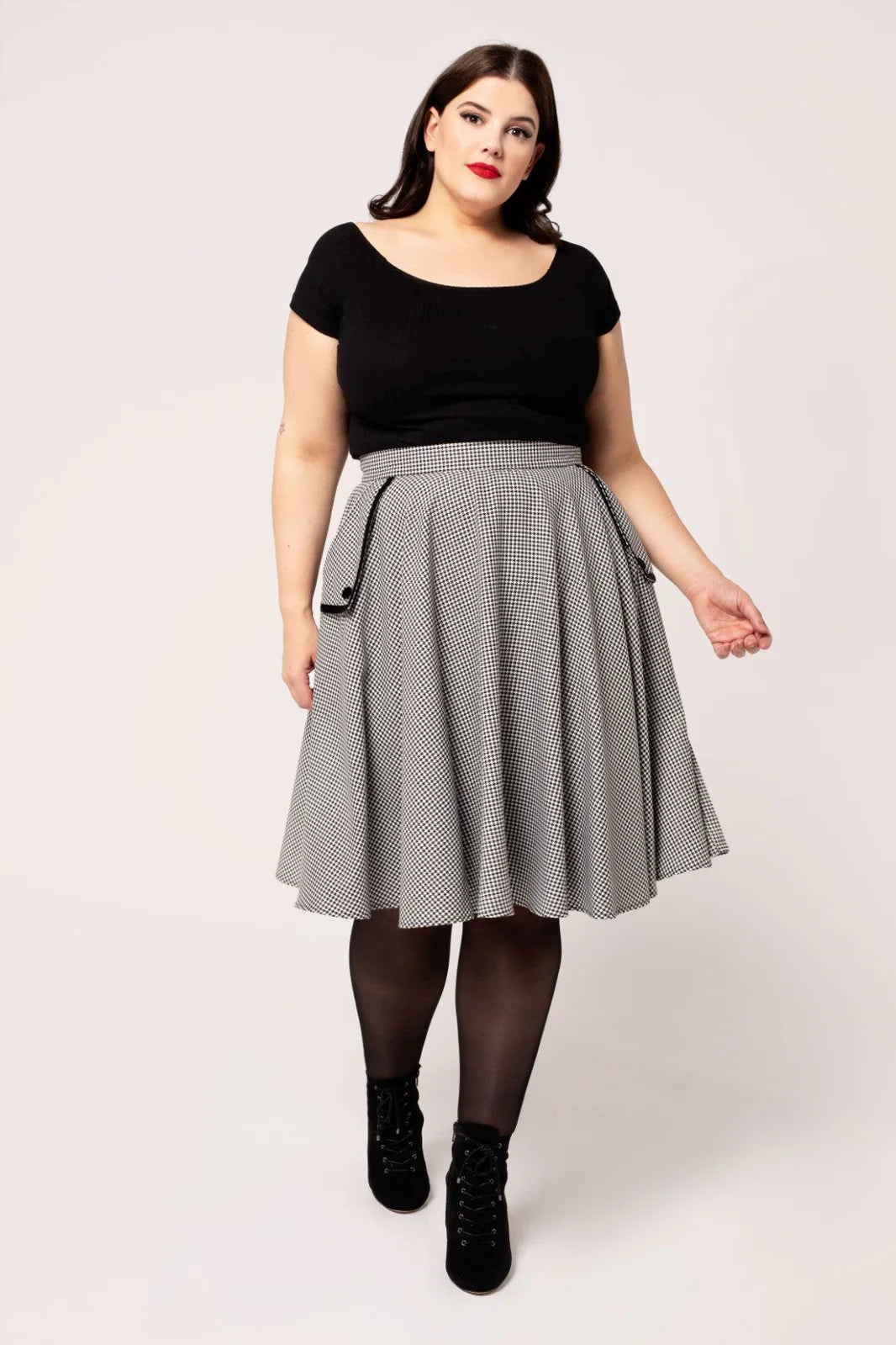 Teddy Houndstooth 50s Skirt by Hell Bunny