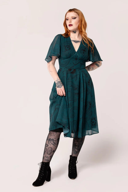 Venom Midi Dress by Hell Bunny