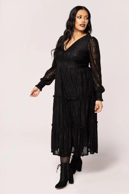 Rhea Black Lace Dress by Hell Bunny