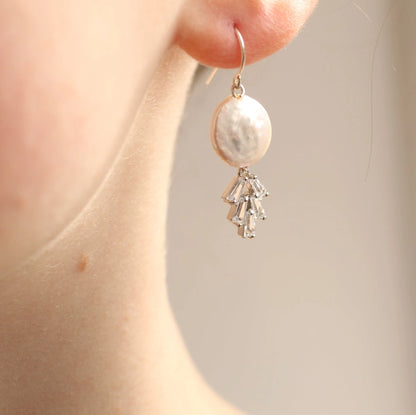 Art Deco Crystal and Freshwater Pearl Earrings