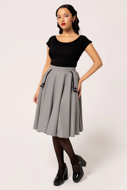 Teddy Houndstooth 50s Skirt by Hell Bunny