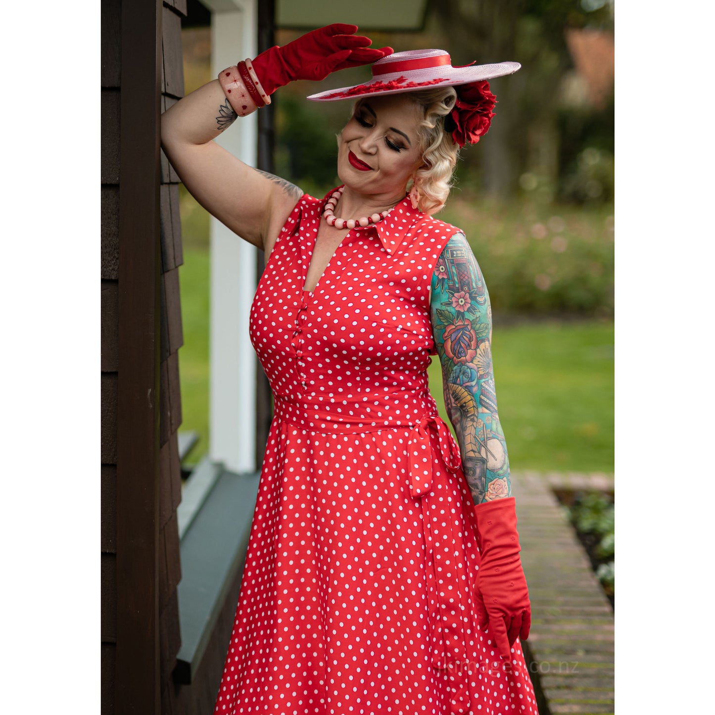 Poppy Red Polka Dot Shirt Dress by Dolly & Dotty