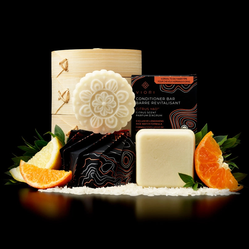 Citrus Yao Shampoo & Conditioner Bar Set With Bamboo Holder