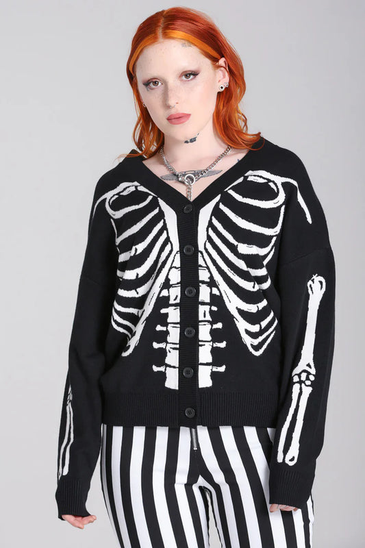 Skeleton Cardigan White/Black by Hell Bunny