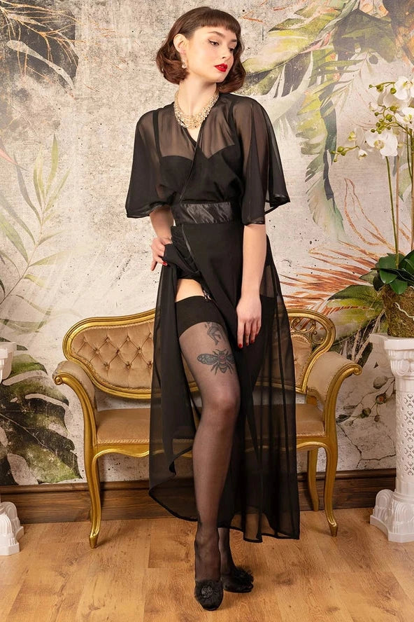 1930s Sheer Black Lounging Robe by What Katie Did