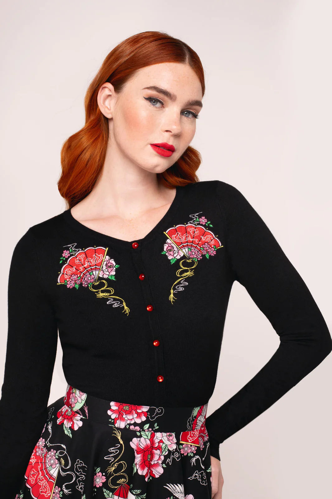 Yuna Embroidered Black Cardigan by Hell Bunny - Lemonie Boutique