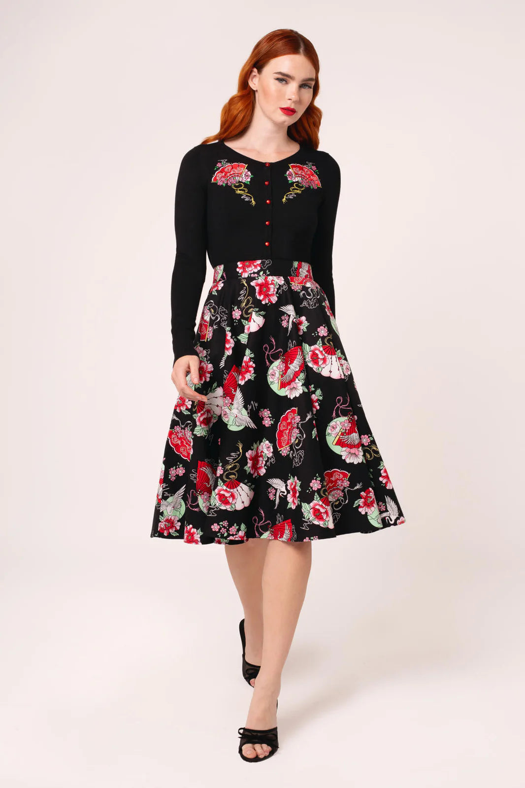 Yuna Embroidered Black Cardigan by Hell Bunny - Lemonie Boutique