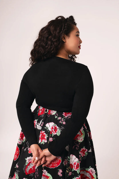 Yuna Embroidered Black Cardigan by Hell Bunny - Lemonie Boutique