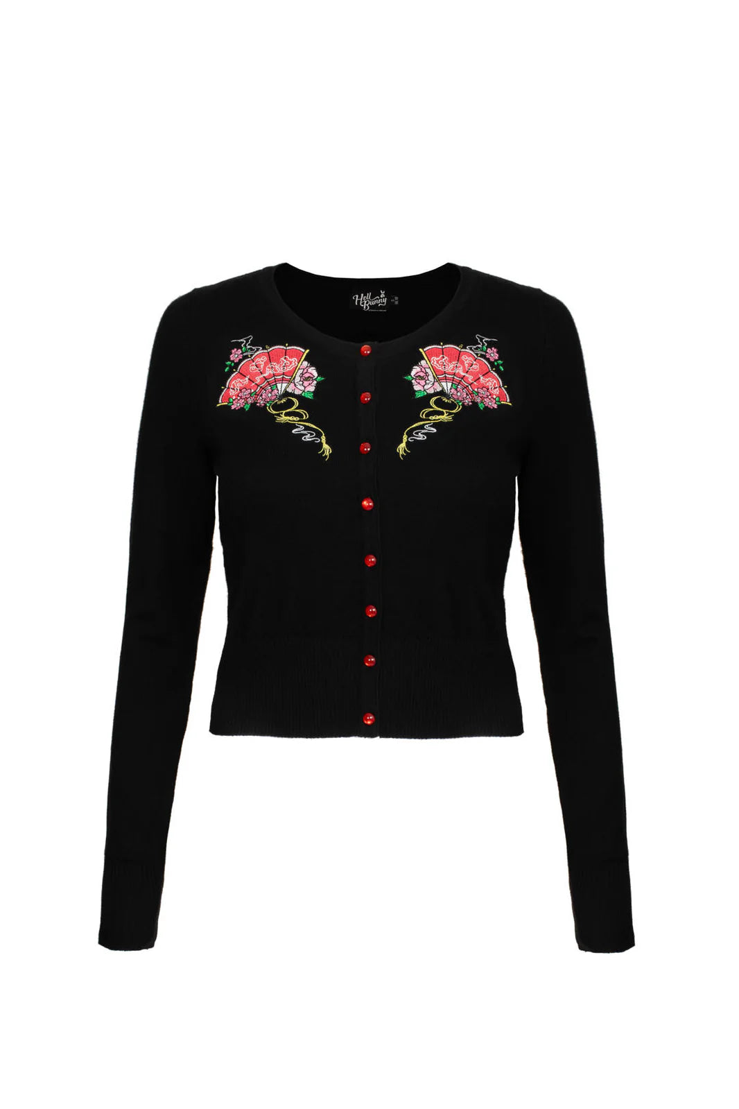 Yuna Embroidered Black Cardigan by Hell Bunny - Lemonie Boutique