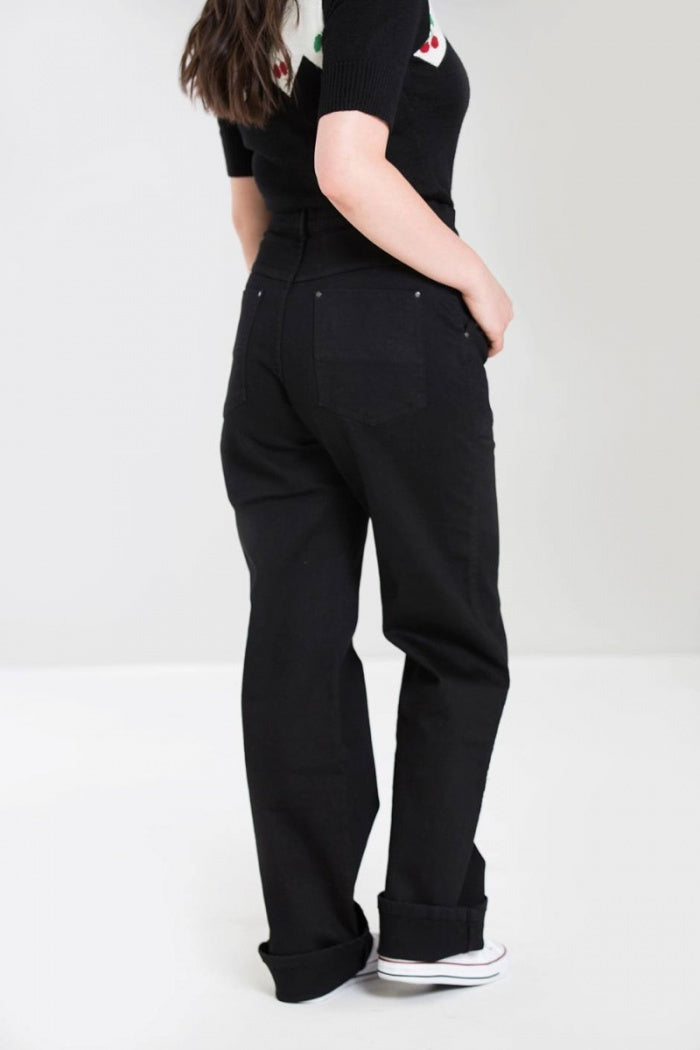 Weston Denim Trousers in Black by Hell Bunny