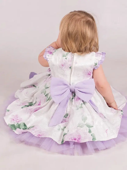Girls Bow Detail Floral Occasion Dress by Beau