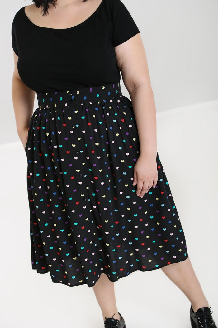 True Love Mid Skirt by Hell Bunny