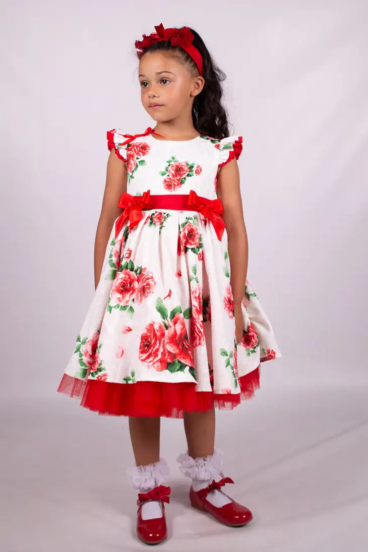 Girls Bow Detail Floral Occasion Dress by Beau