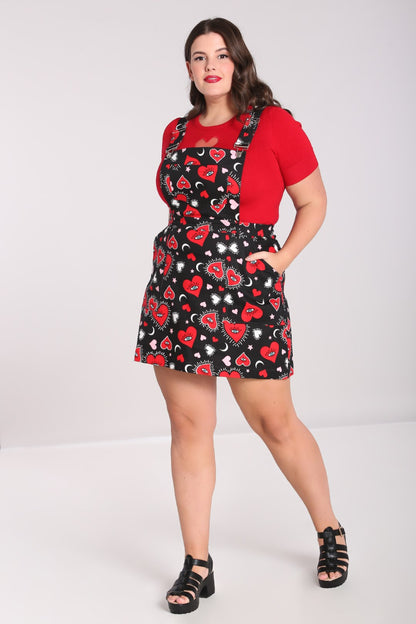 Kate Heart Pinafore Dress by Hell Bunny