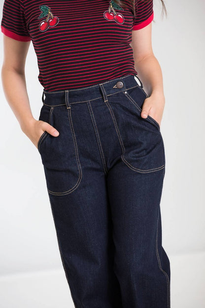 Weston Denim Jeans in Navy by Hell Bunny