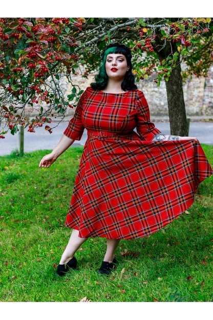 Suzanne Berry Check Swing Dress by Collectif