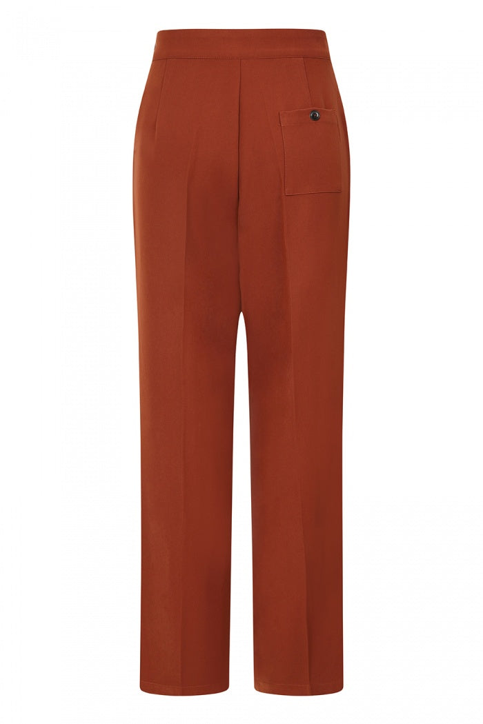 Ginger Swing Trousers in Brown by Hell Bunny