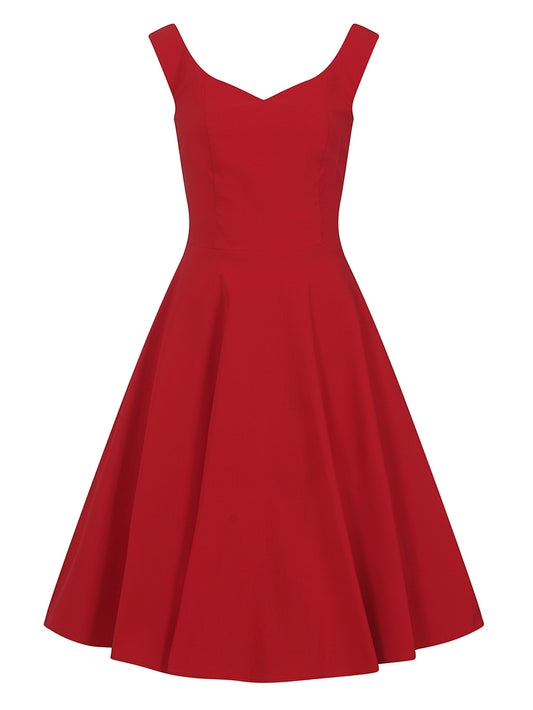 Ridly Plain Swing Dress in Red by Collectif