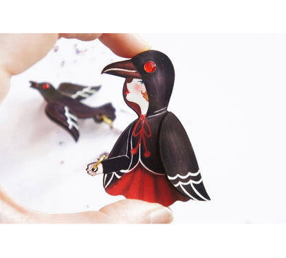 Raven Girl Brooch by Laliblue