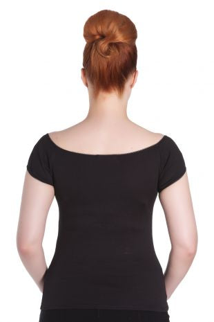 Bardot Top in Black by Hell Bunny