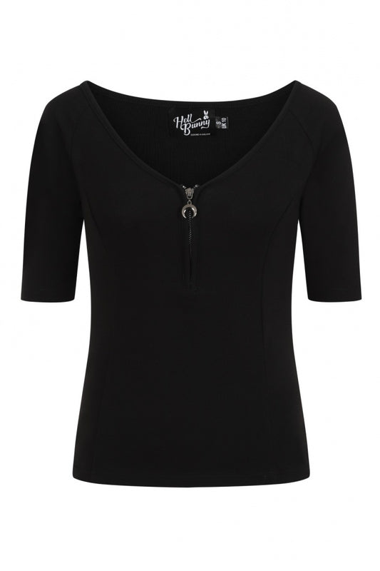 Ava Black Top by Hell Bunny