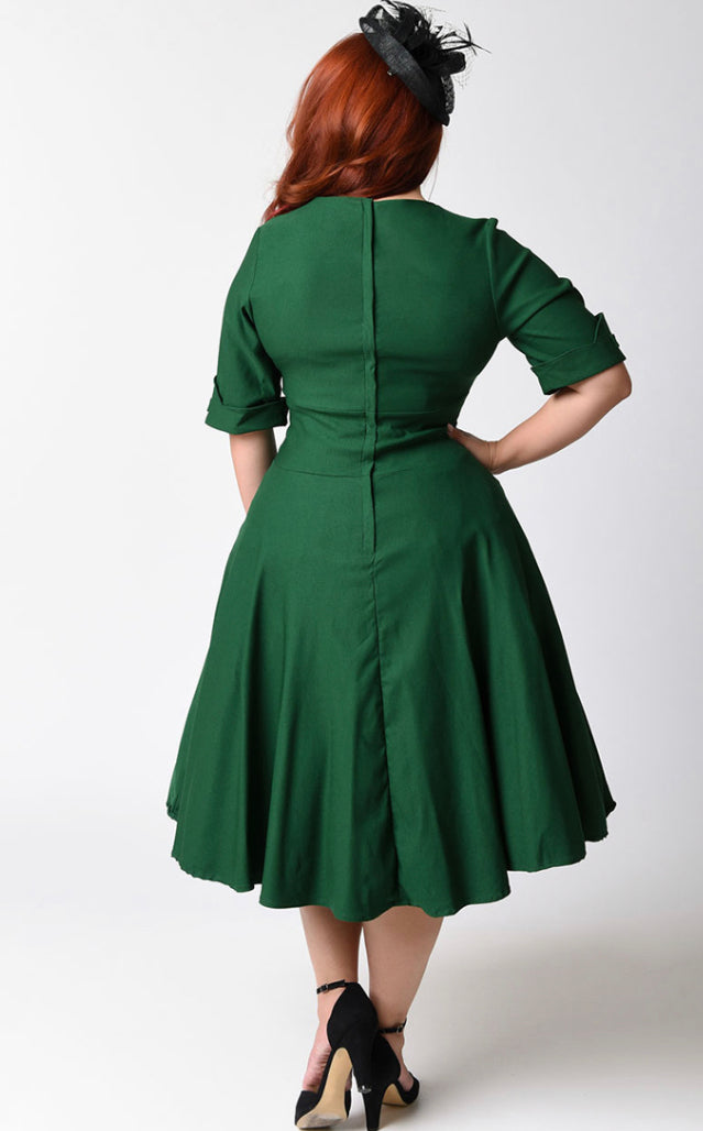 Unique Vintage Delores 1950s Green Swing Dress Lemonie Boutique Unique Vintage Delores 1950s Green Swing Dress Lemonie Boutique
