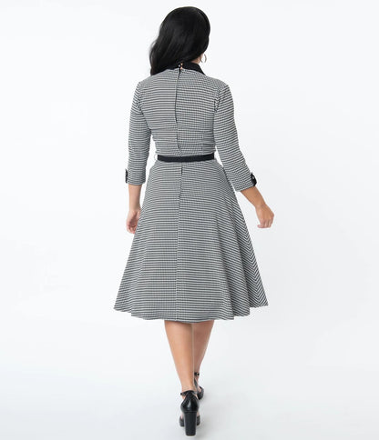 Trudy Houndstooth Swing Dress by Unique Vintage