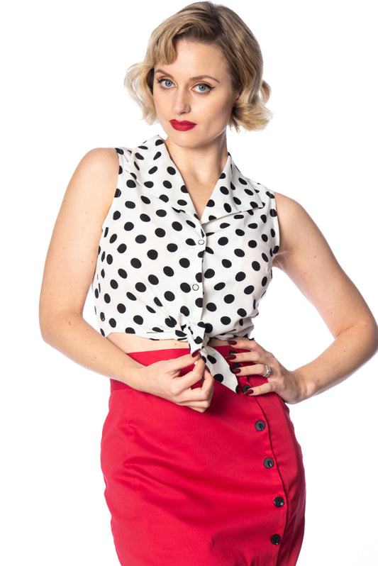 Polka Love 50s Tie Front Top by Banned