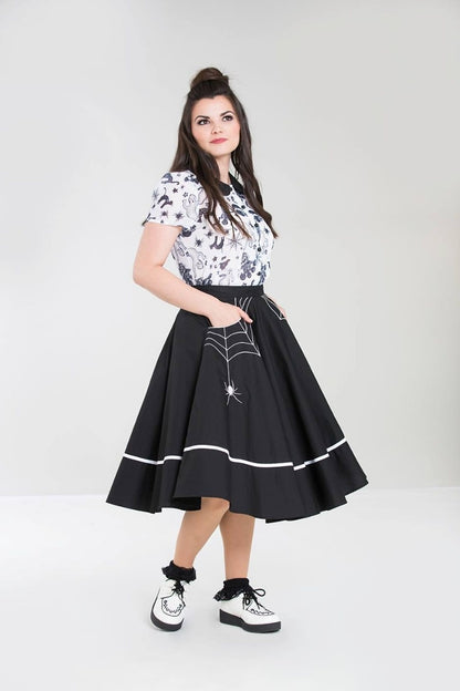 Miss Muffet 50s Skirt in Black and White by Hell Bunny