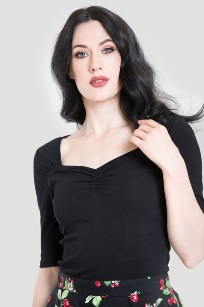 Philippa Top in Black by Hell Bunny