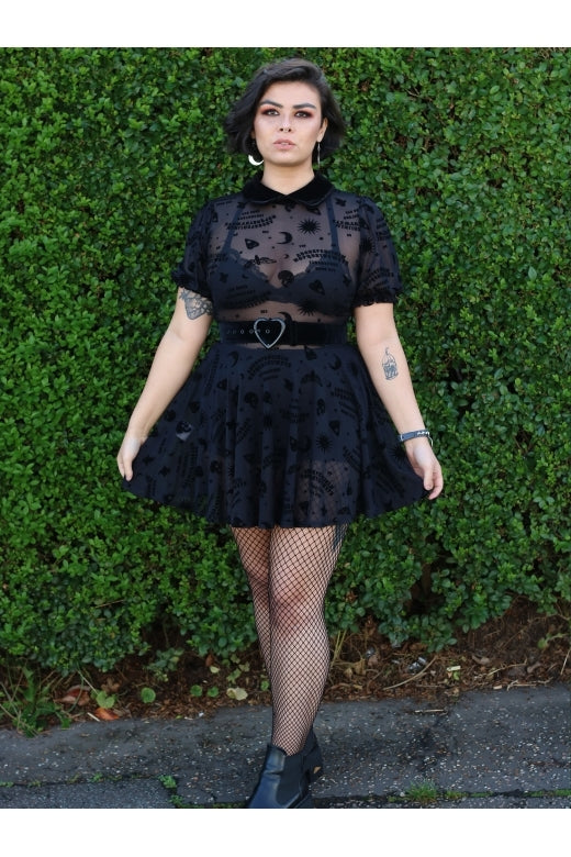 Black mesh clearance skater dress