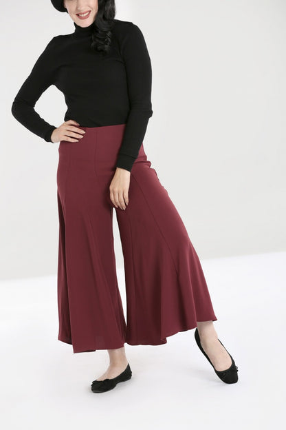 Godet Culottes in Burgundy by Hell Bunny