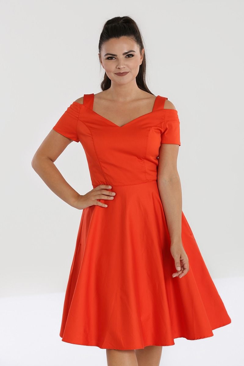Helen Dress in Orange by Hell Bunny