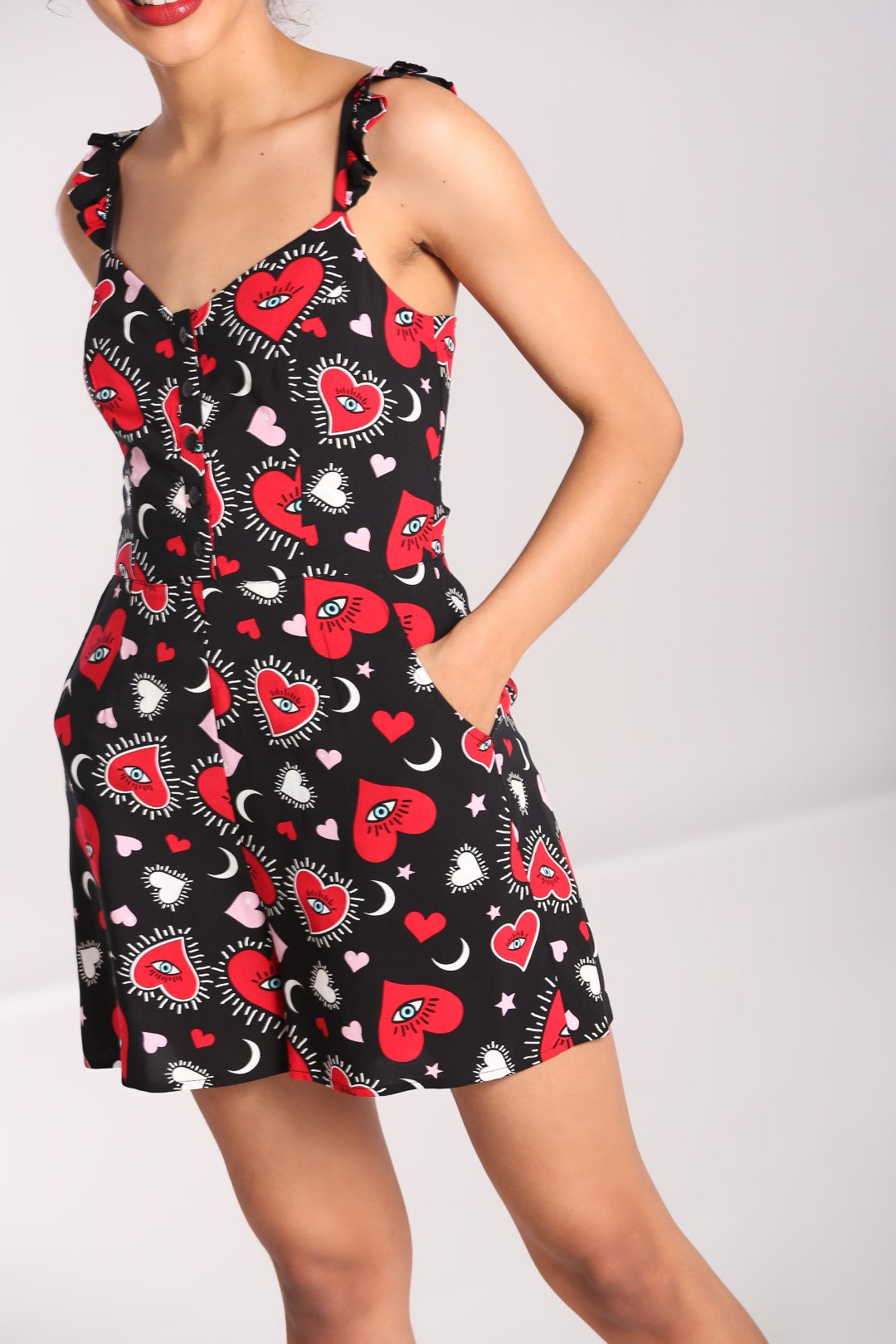 Kate Heart Playsuit by Hell Bunny