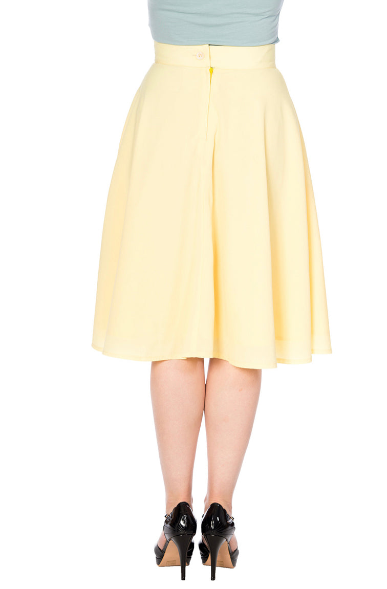 Cute As A Button 50s Skirt in Yellow by Banned