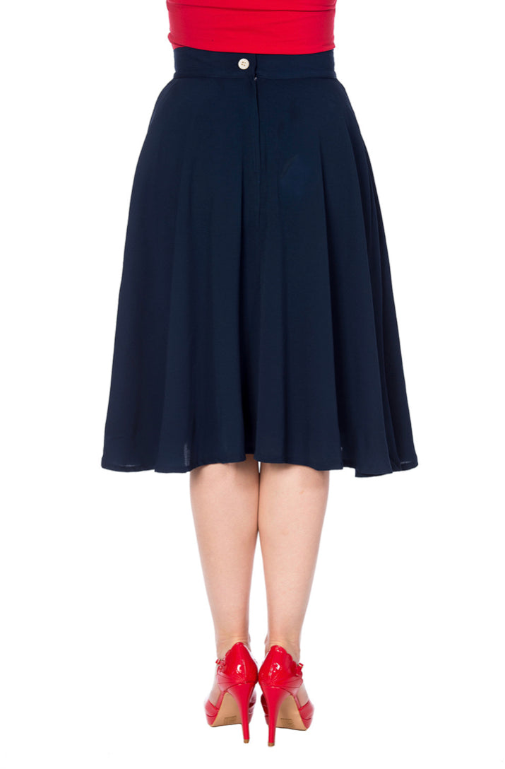 Cute As A Button 50s Skirt in Navy by Banned