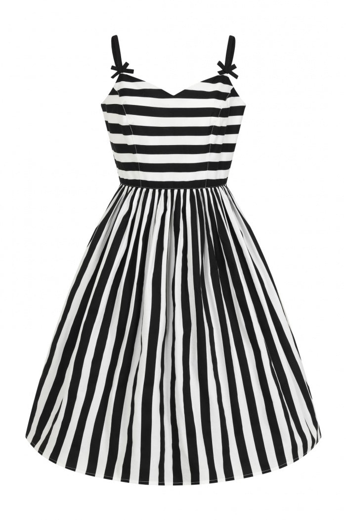 Juno Black White Stripe 50s Dress by Hell Bunny Lemonie Boutique Juno Black White Stripe 50s Dress by Hell Bunny Lemonie Boutique
