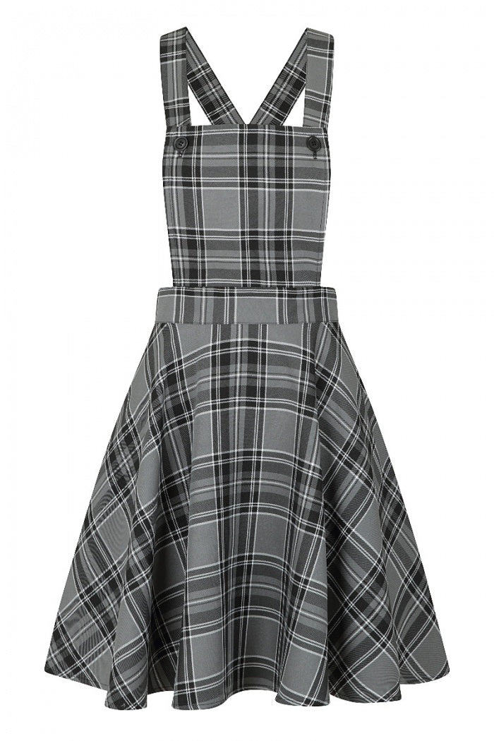 Islay Pinafore Dress in Grey by Hell Bunny