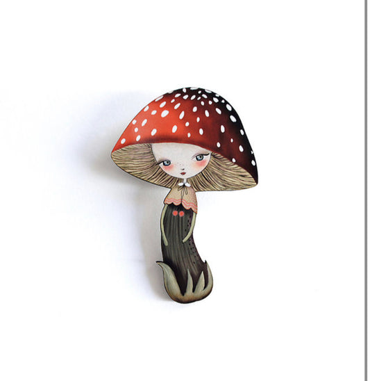 Mushroom Girl Brooch by Laliblue