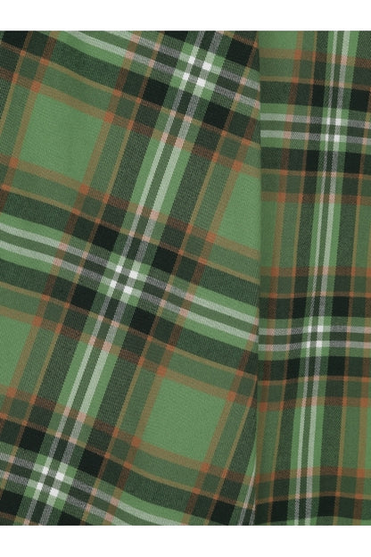 Close up of the Alexa Dales Swing Skirt Green checked fabric