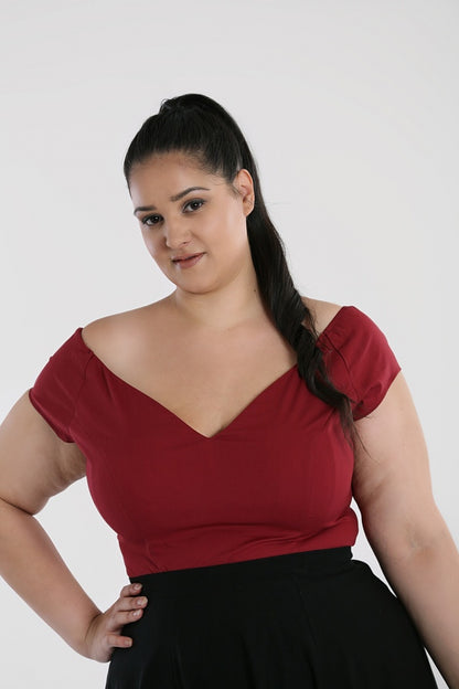 Petunia Top in Burgundy by Hell Bunny