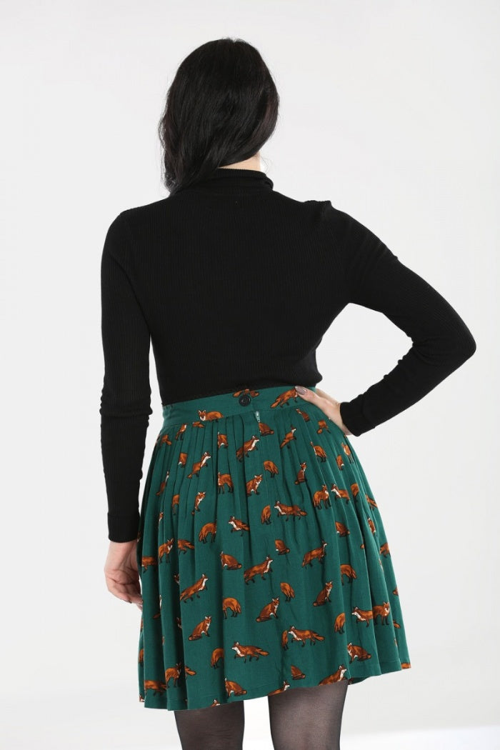 Vixey Skirt in Dark Green by Hell Bunny
