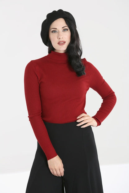 Spiros Top in Burgundy by Hell Bunny