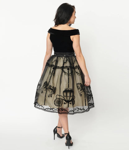Sheer Brilliance Carousel Swing Skirt by Unique Vintage