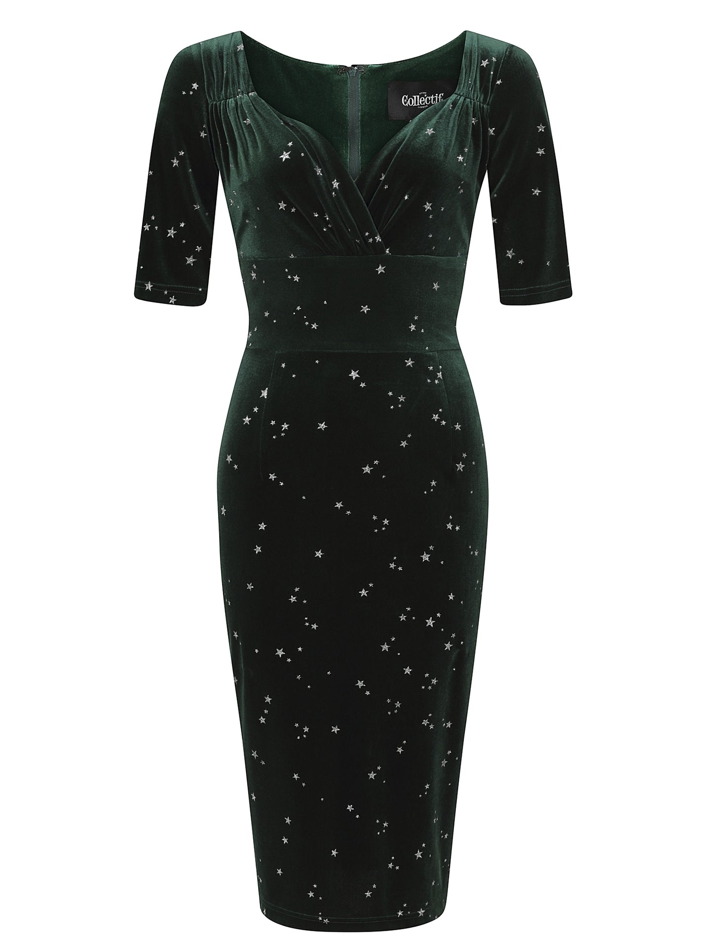 Trixie Glitter Star Velvet Pencil Dress by Collectif