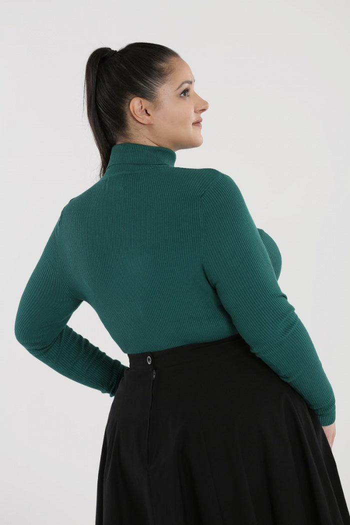 Spiros Top in Dark Green by Hell Bunny