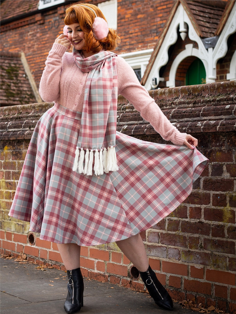 Jenny Princess Check Swing Skirt by Collectif
